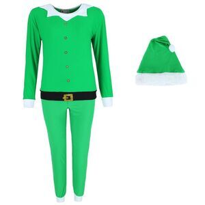 em & alfie Women's Christmas Elf Pajama Set with Matching Hat